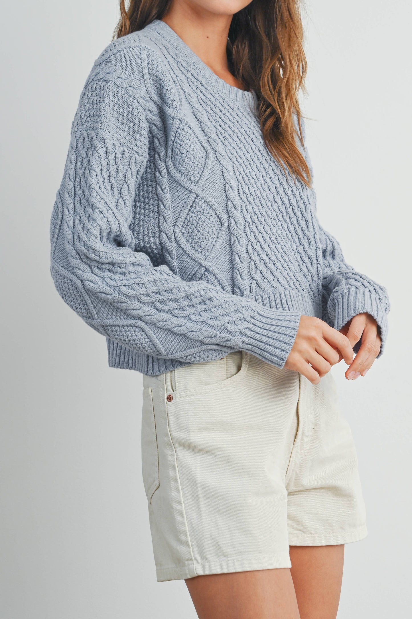 Leona Solid Cable Knit Sweater