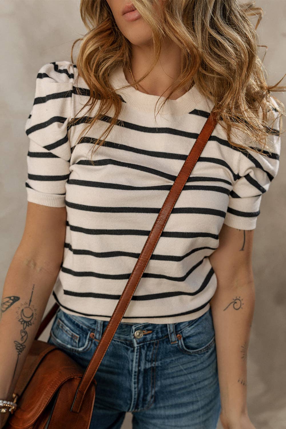 Gabby Striped Bubble Sleeve Top