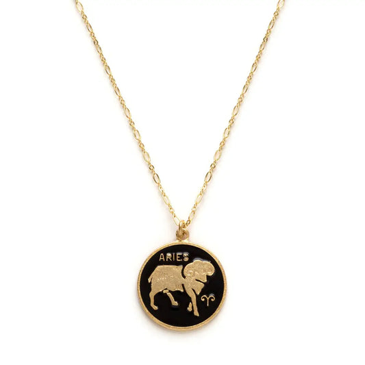 Black Enamel Zodiac Necklaces