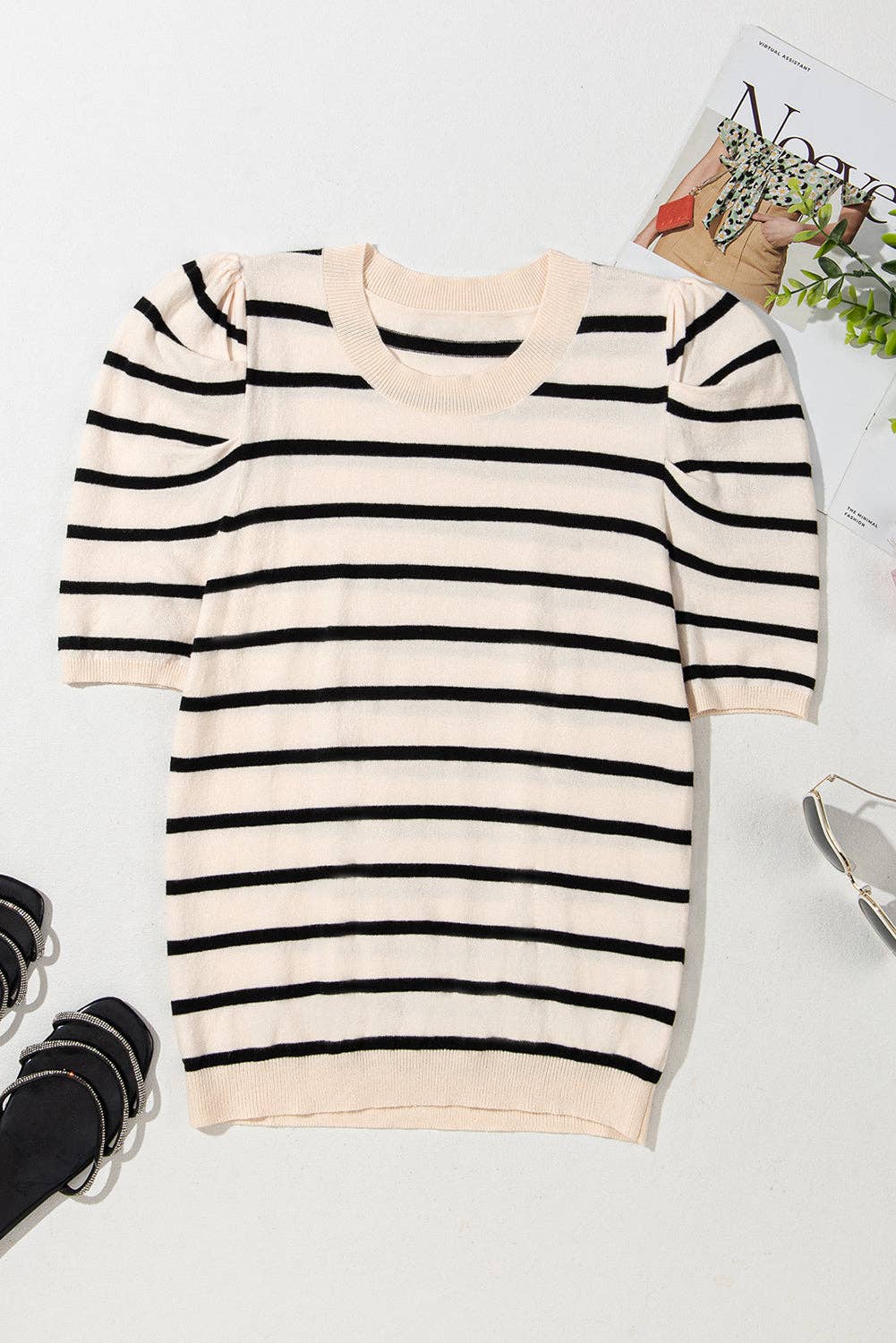 Gabby Striped Bubble Sleeve Top