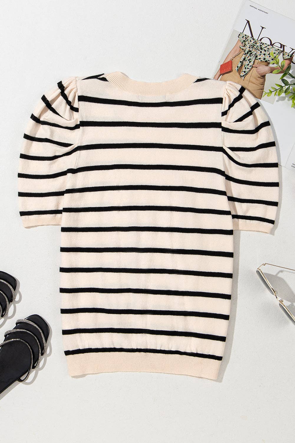 Gabby Striped Bubble Sleeve Top