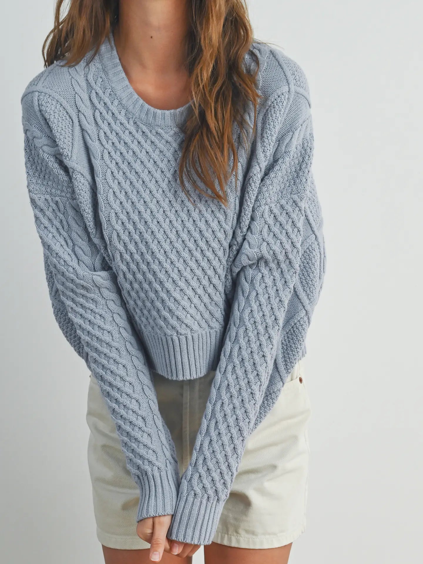 Leona Solid Cable Knit Sweater