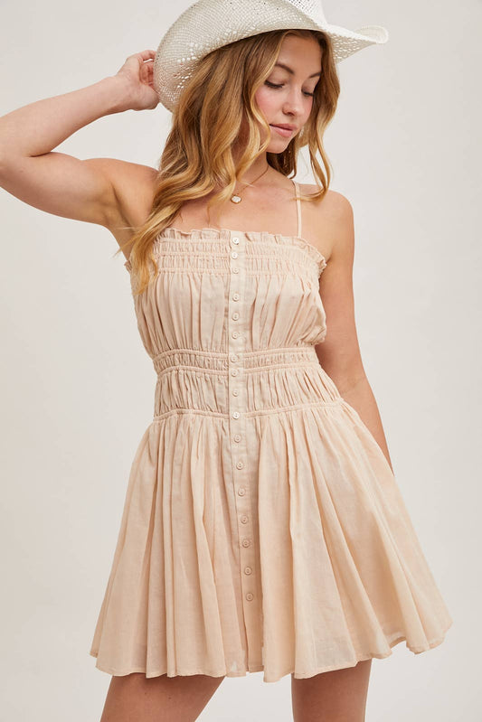 Mags Smocked Sleeveless Mini Dress