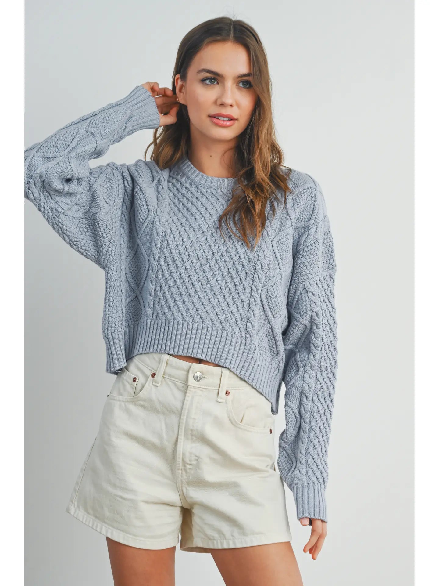 Leona Solid Cable Knit Sweater