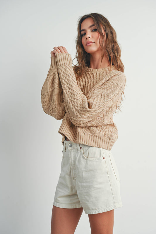 Leona Solid Cable Knit Sweater
