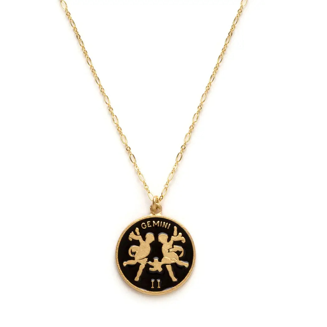 Black Enamel Zodiac Necklaces