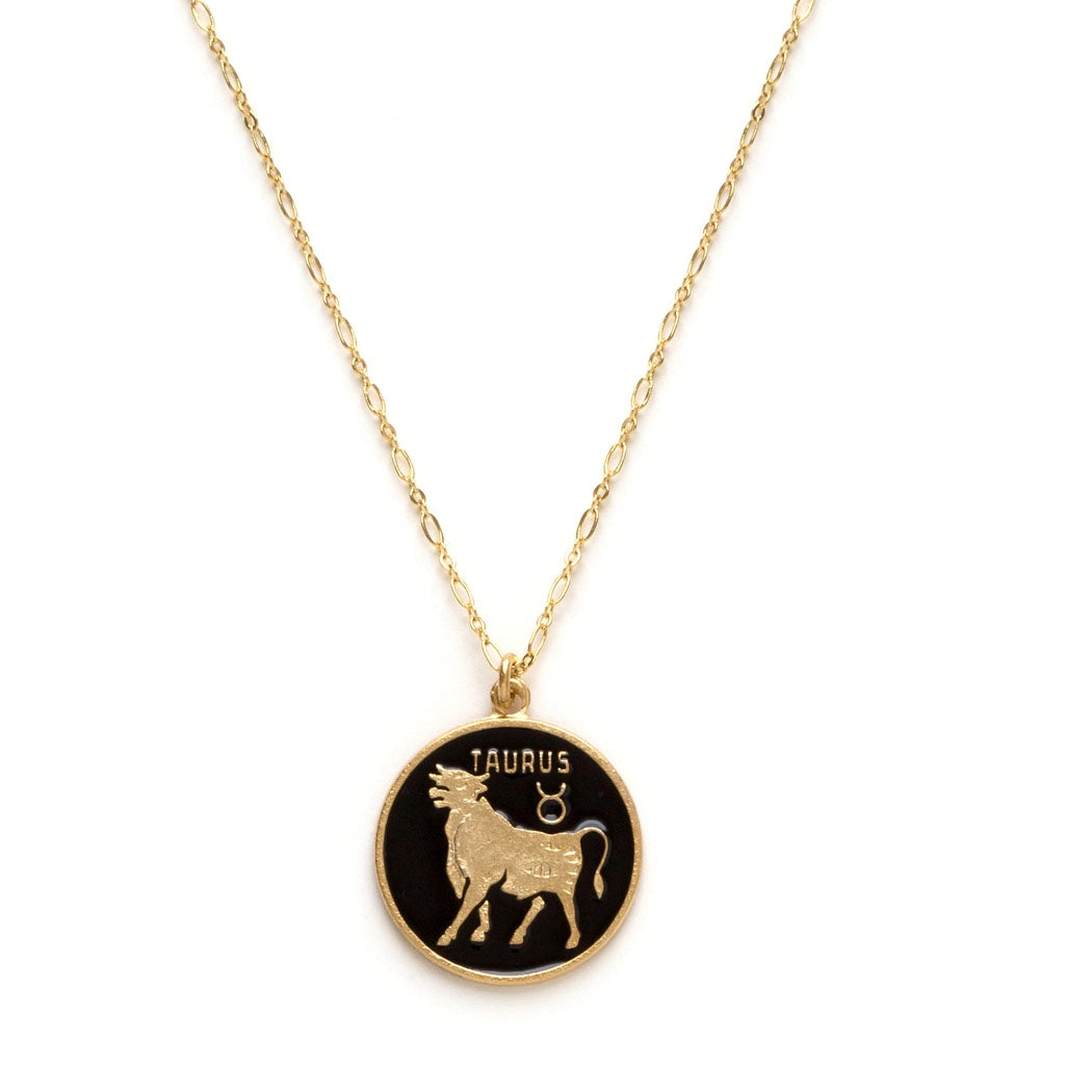 Black Enamel Zodiac Necklaces