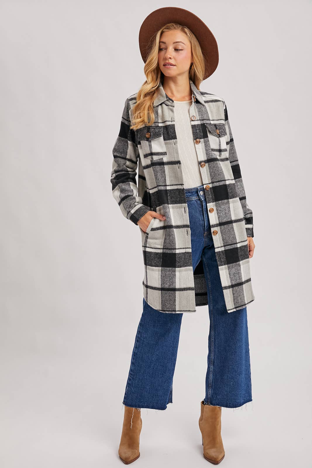 Olena Flannel Longline Shacket