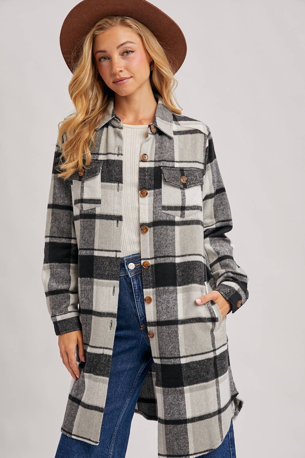 Olena Flannel Longline Shacket