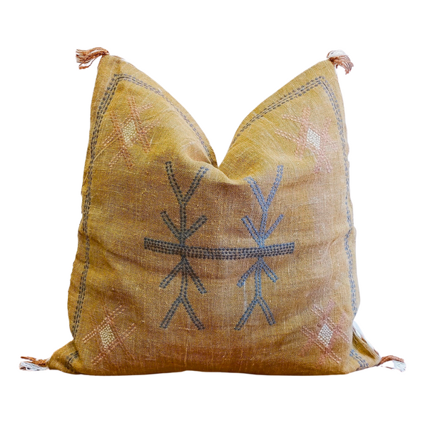 Mustard Rug Design Linen Pillow Cover