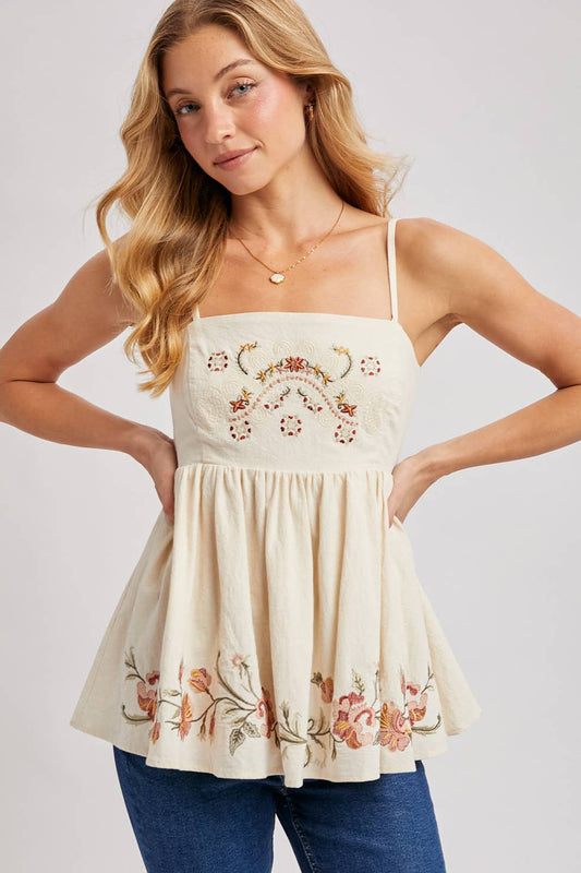 Marie Embroidered Peplum Top