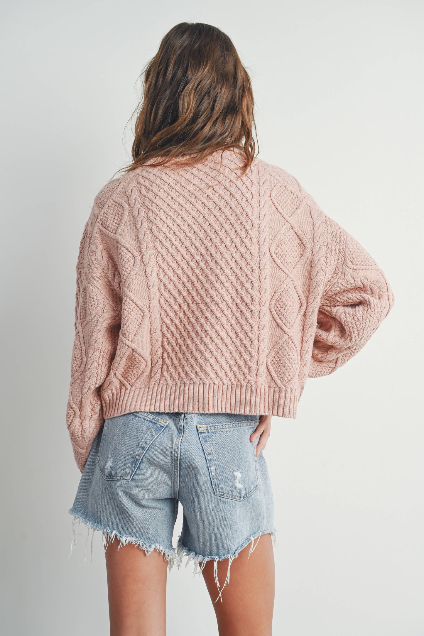 Leona Solid Cable Knit Sweater