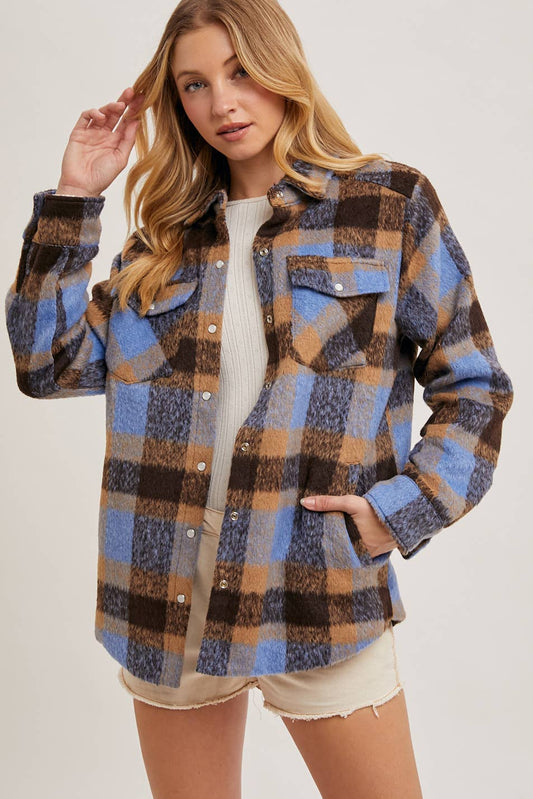 Elle Button Down Plaid Shacket