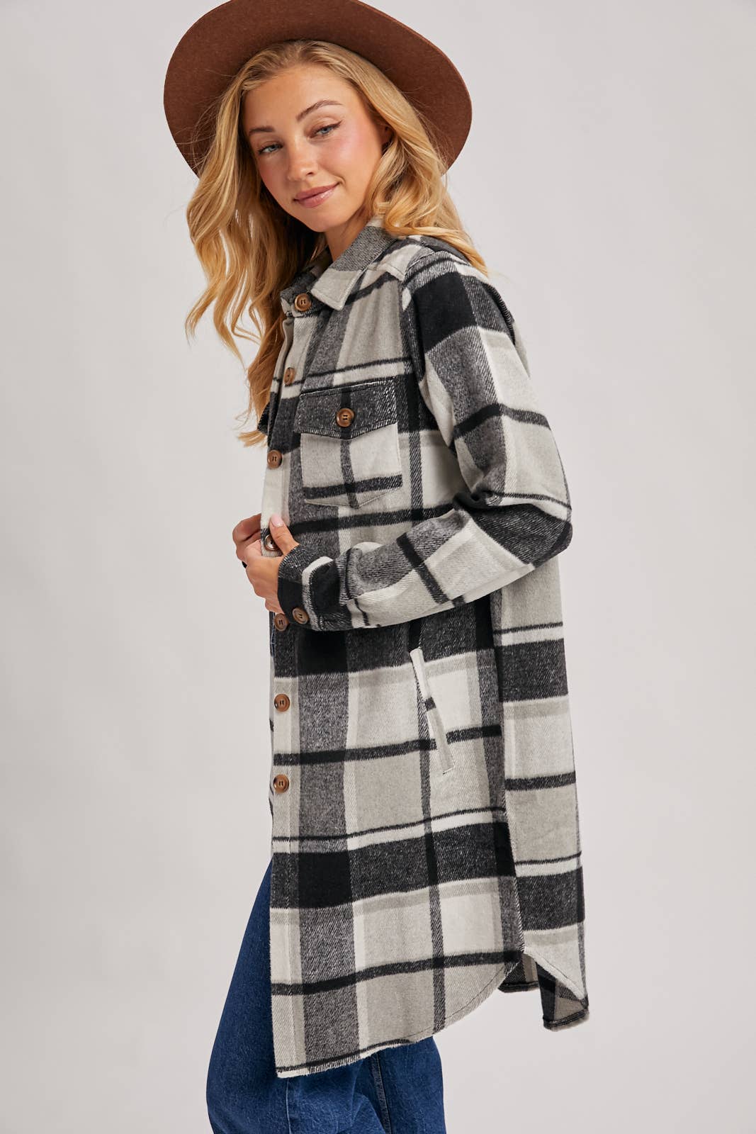 Olena Flannel Longline Shacket
