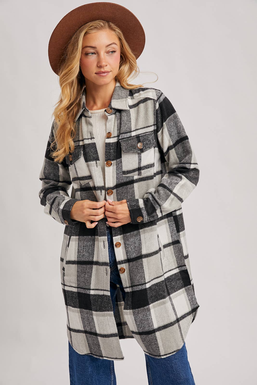 Olena Flannel Longline Shacket