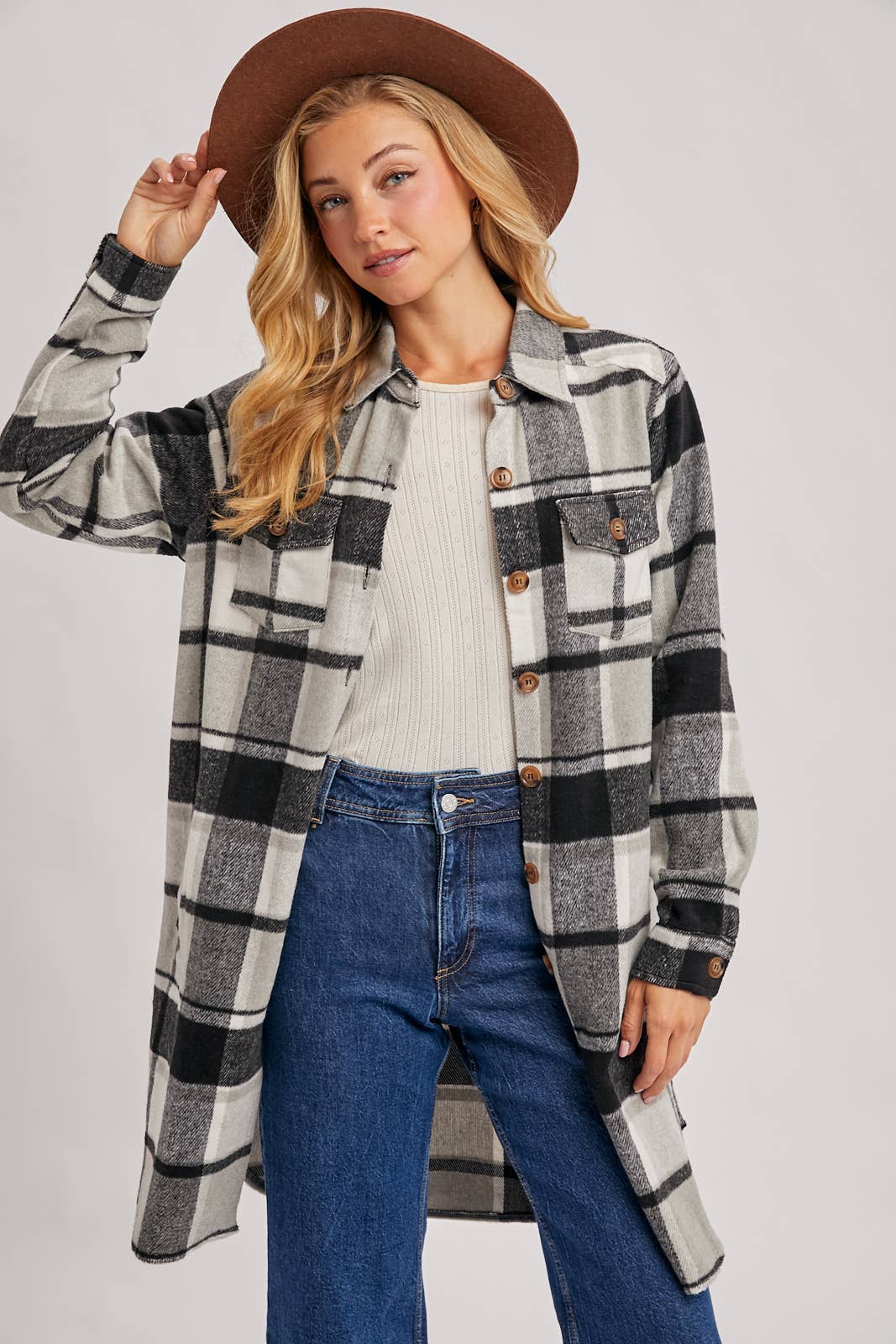 Olena Flannel Longline Shacket