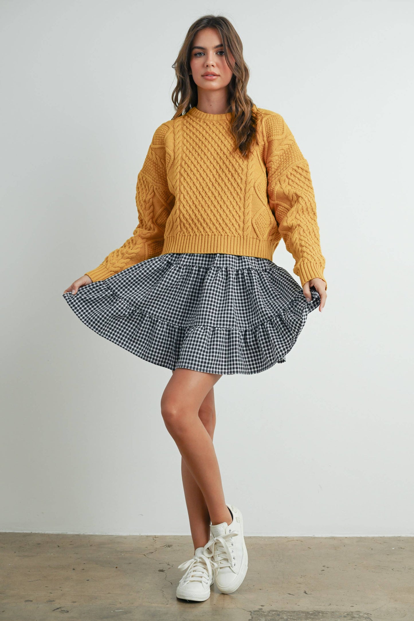 Leona Solid Cable Knit Sweater