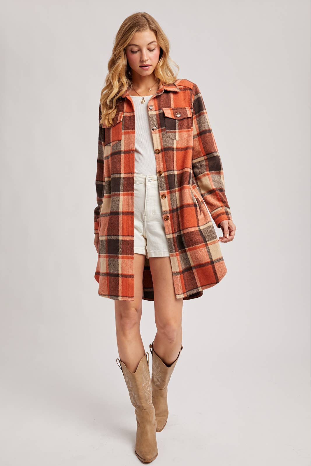 Olena Flannel Longline Shacket