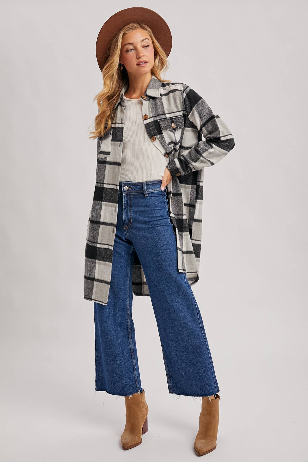 Olena Flannel Longline Shacket