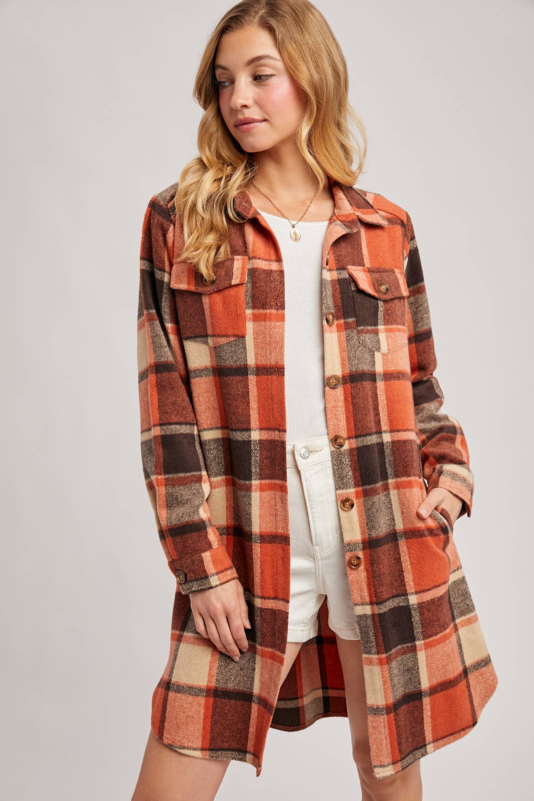 Olena Flannel Longline Shacket