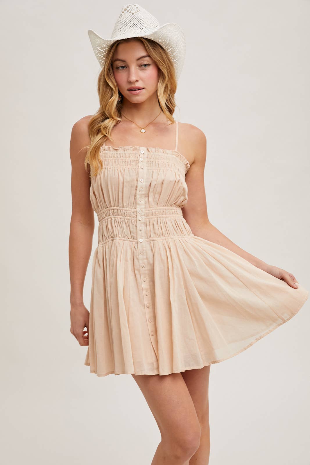 Mags Smocked Sleeveless Mini Dress