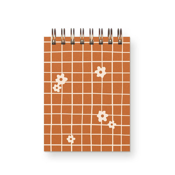 Hand-Drawn Grid Flower Mini Jotter Notebook
