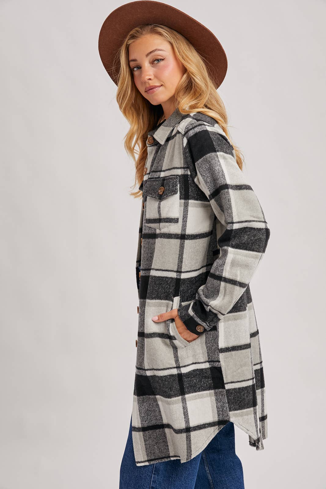 Olena Flannel Longline Shacket