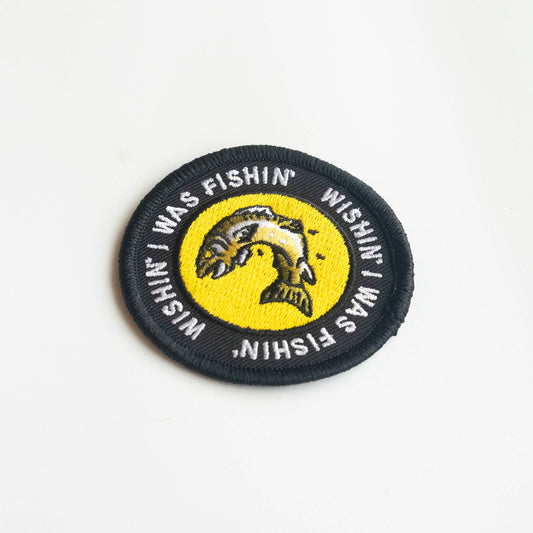 Wishing I Was Fishing Embroidered Iron on Patch