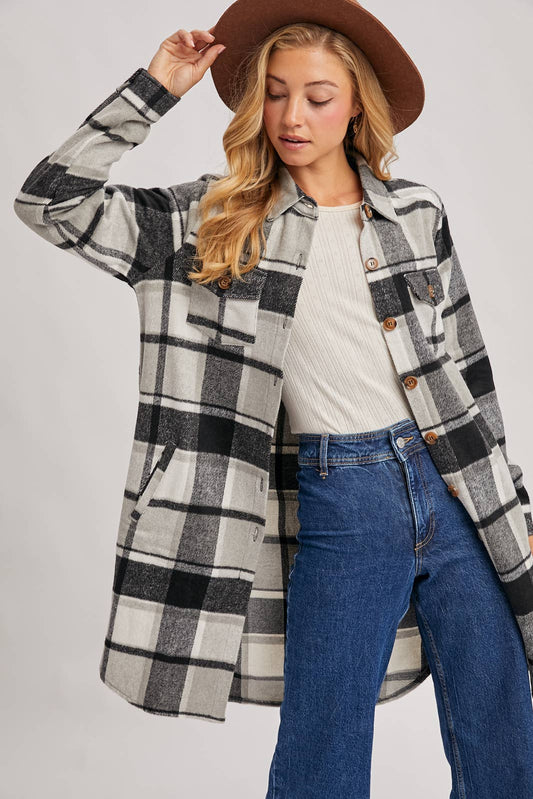 Olena Flannel Longline Shacket