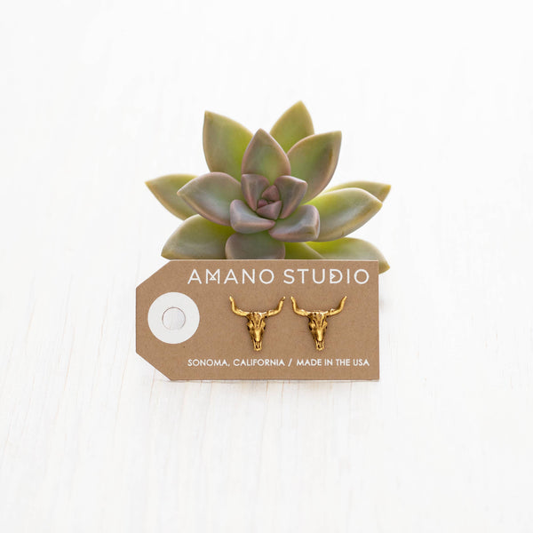 Steer Skull Stud Earrings