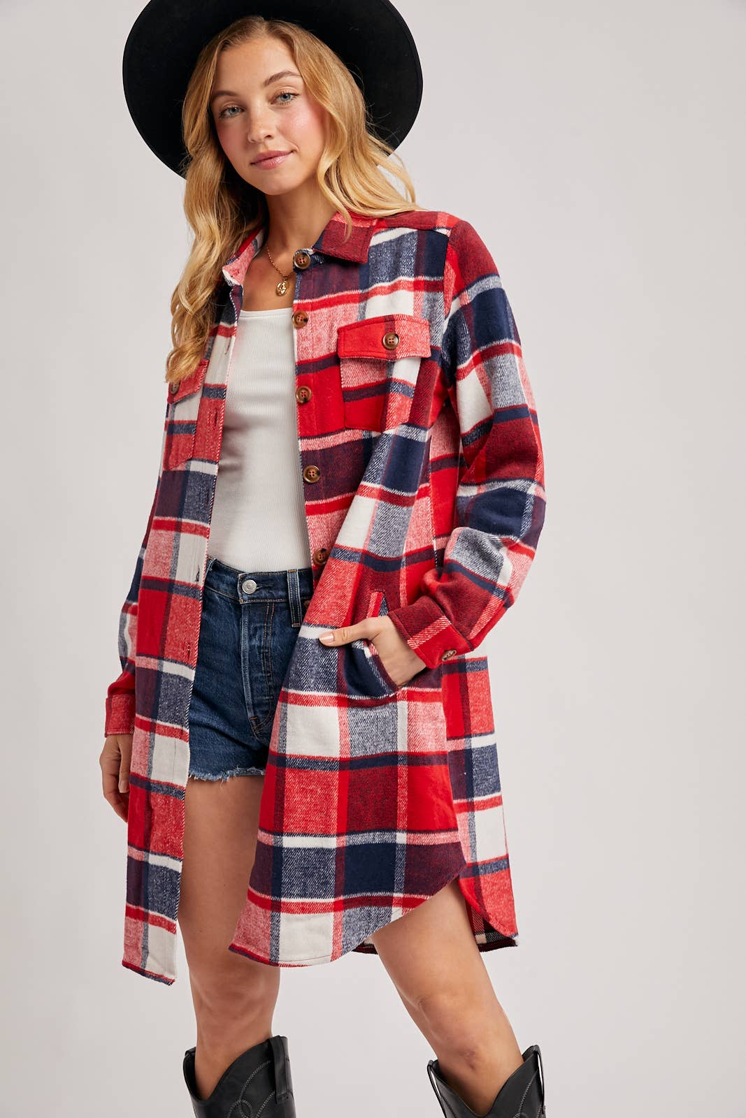 Olena Flannel Longline Shacket