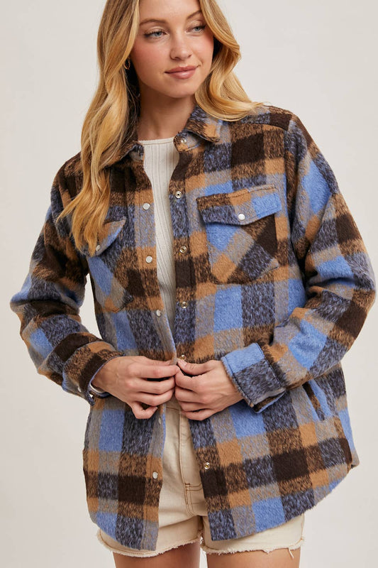 Elle Button Down Plaid Shacket