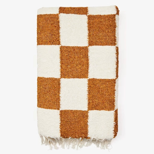Checkered Throw | Gold and Cream
