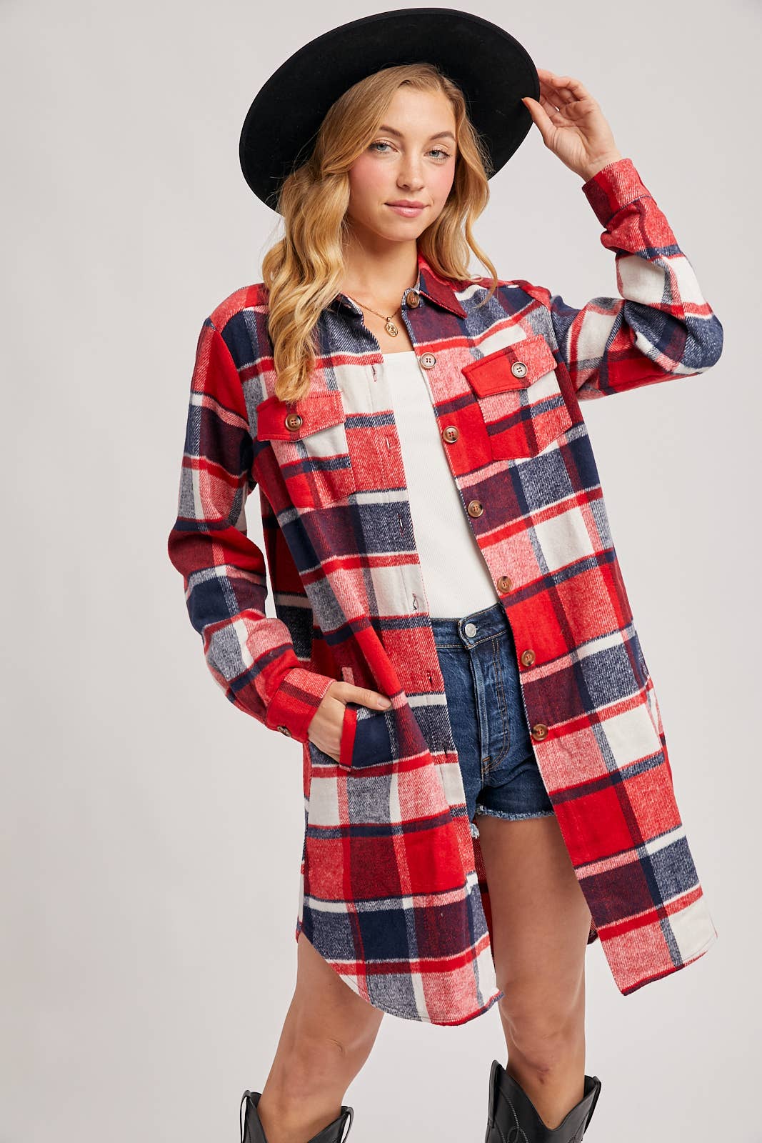 Olena Flannel Longline Shacket