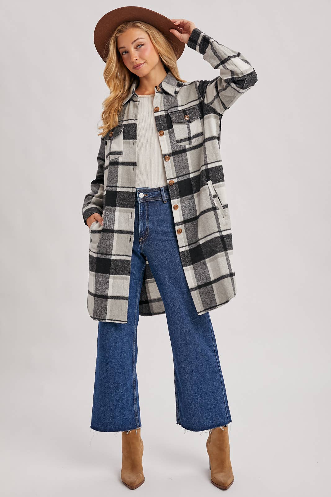 Olena Flannel Longline Shacket