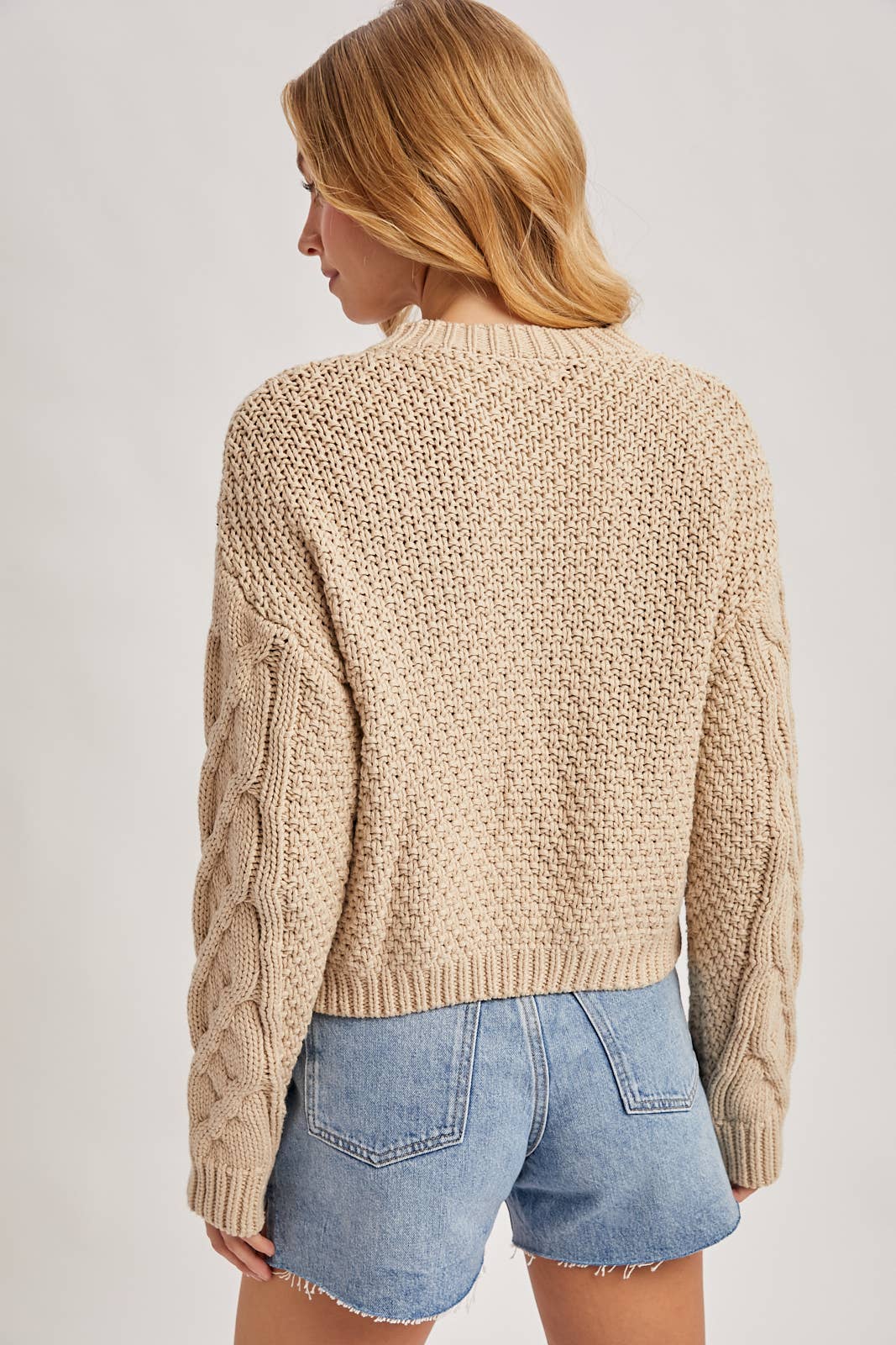 Cropped Cable Knit Cardigan