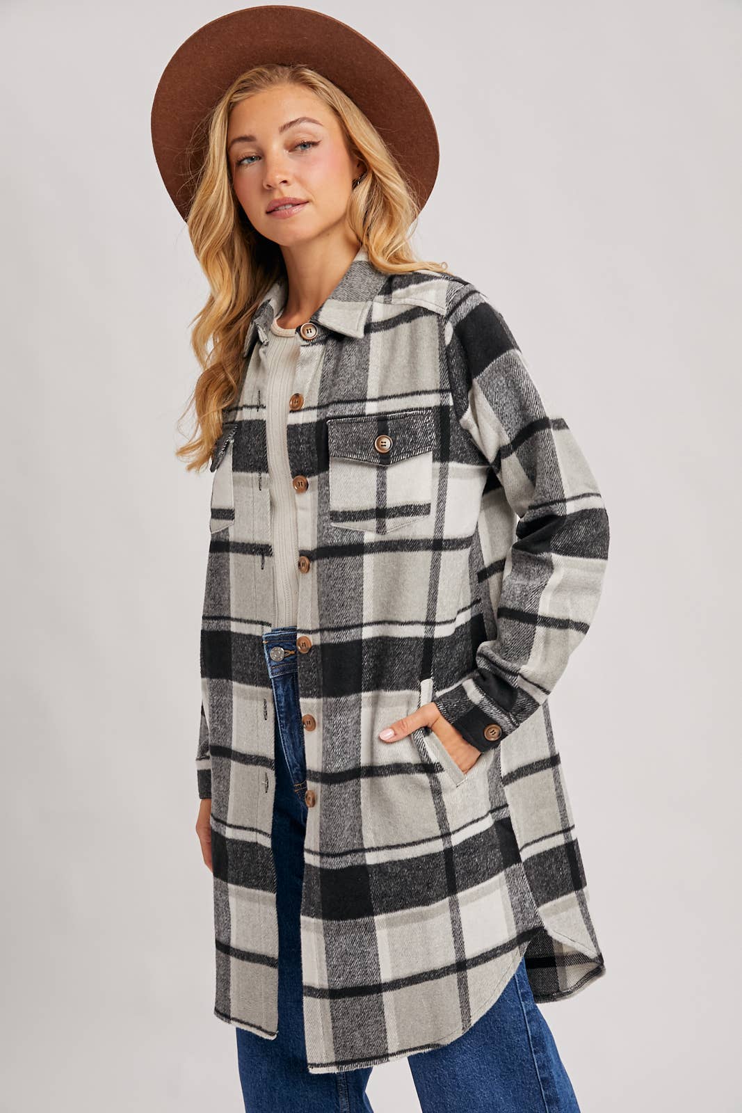 Olena Flannel Longline Shacket