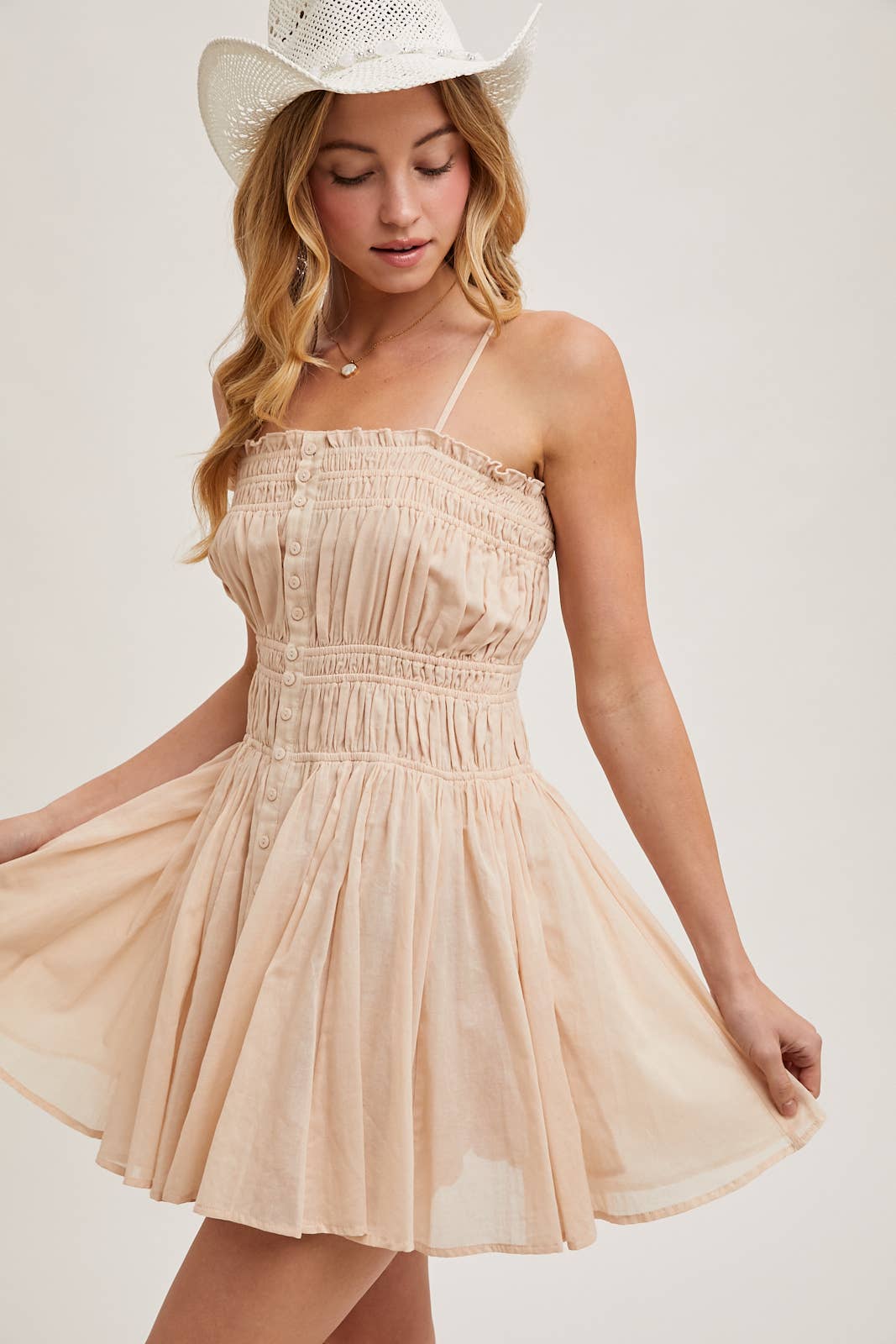 Mags Smocked Sleeveless Mini Dress