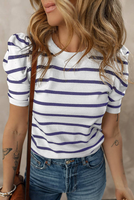 Gabby Striped Bubble Sleeve Top