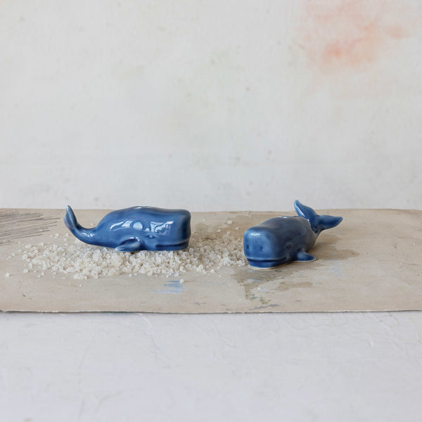 Whale Salt & Pepper Shakers
