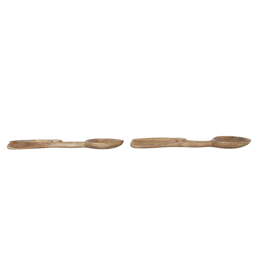 Carved Mango Wood Salad Servers
