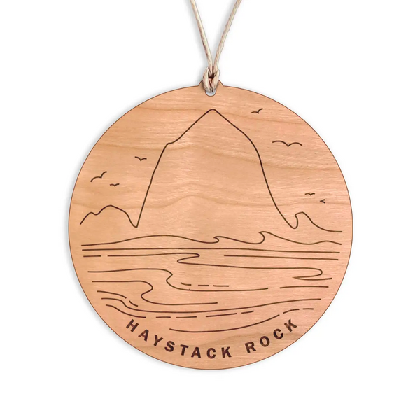 Haystack Rock Wood Ornament