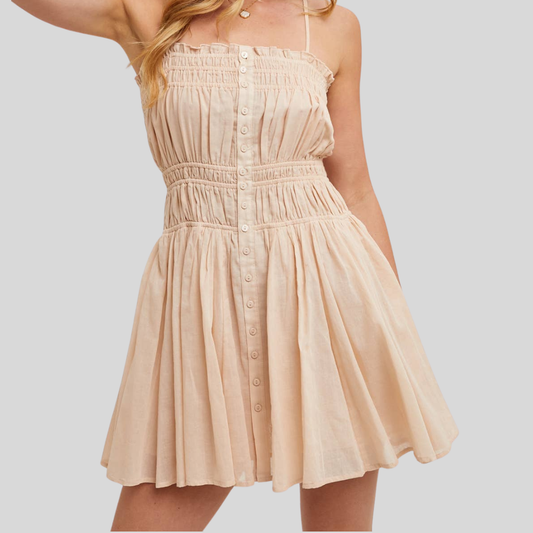 Mags Smocked Sleeveless Mini Dress