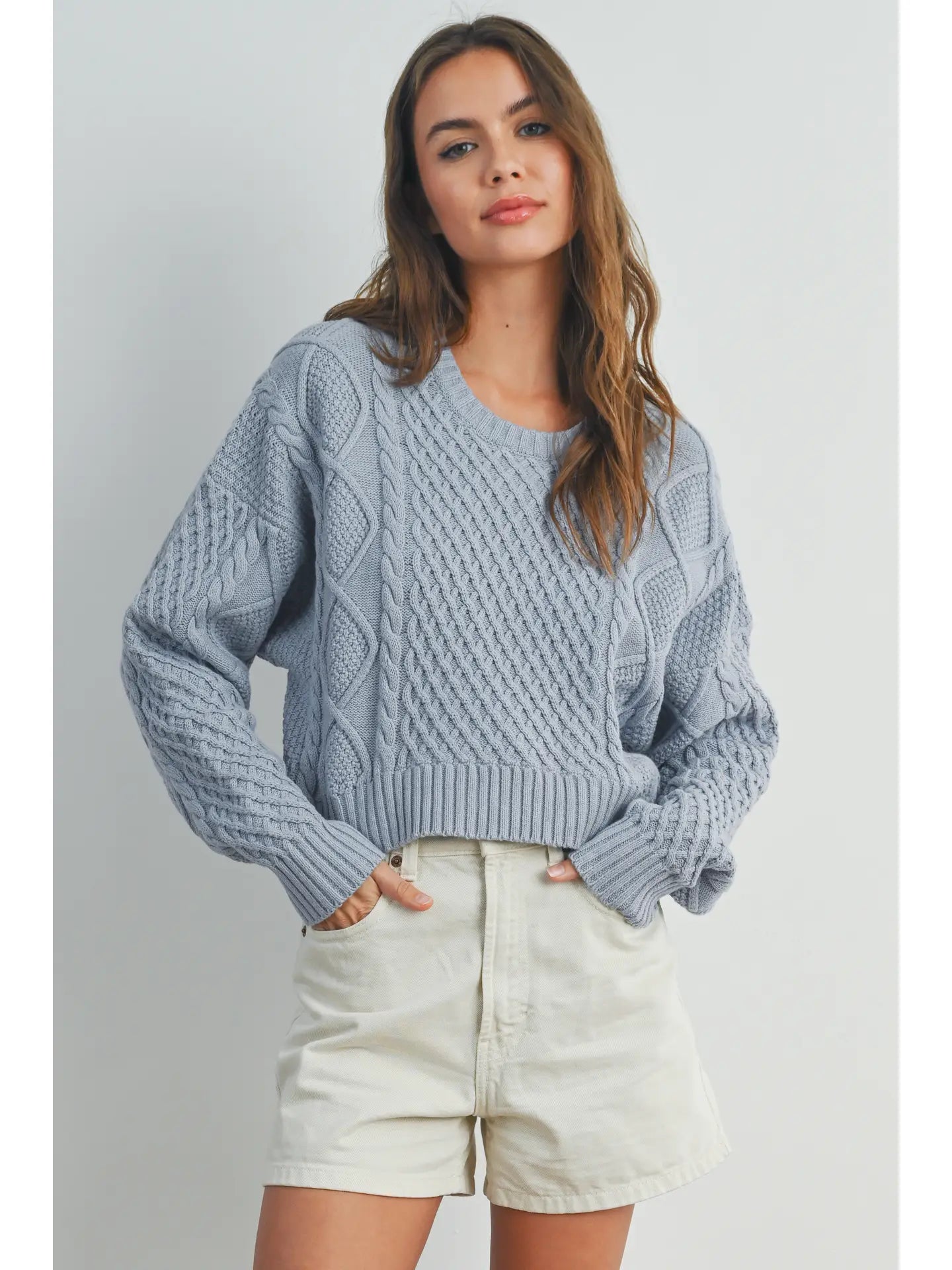 Leona Solid Cable Knit Sweater