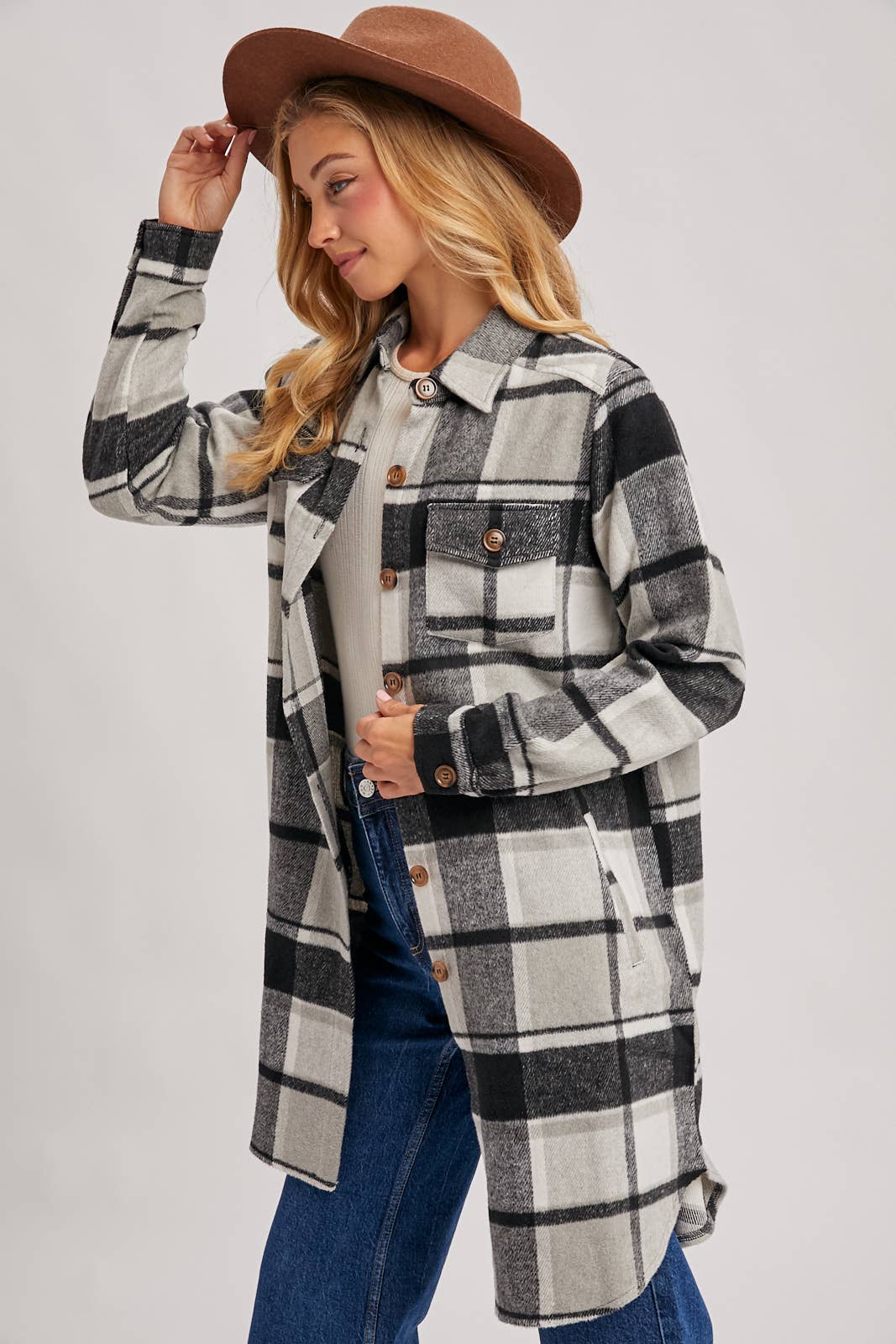 Olena Flannel Longline Shacket