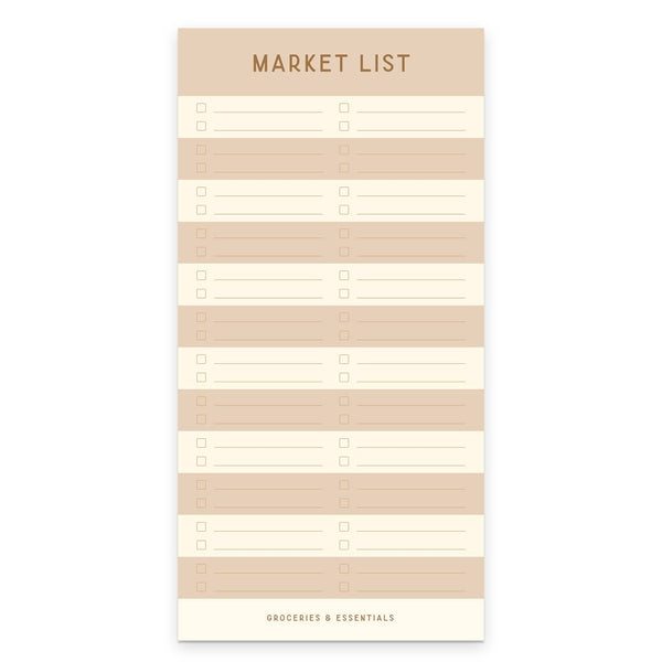 Striped Market List Notepad: Golden Wheat