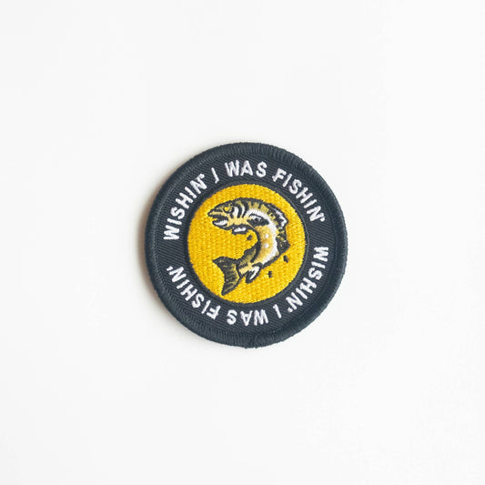 Wishing I Was Fishing Embroidered Iron on Patch