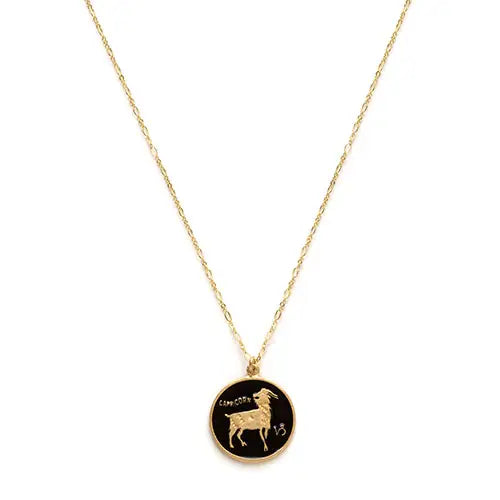 Black Enamel Zodiac Necklaces