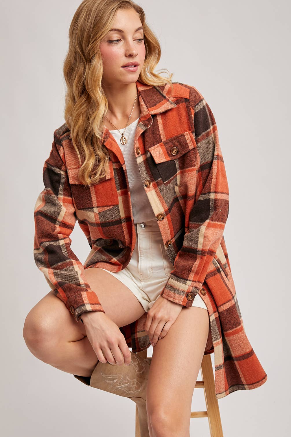 Olena Flannel Longline Shacket