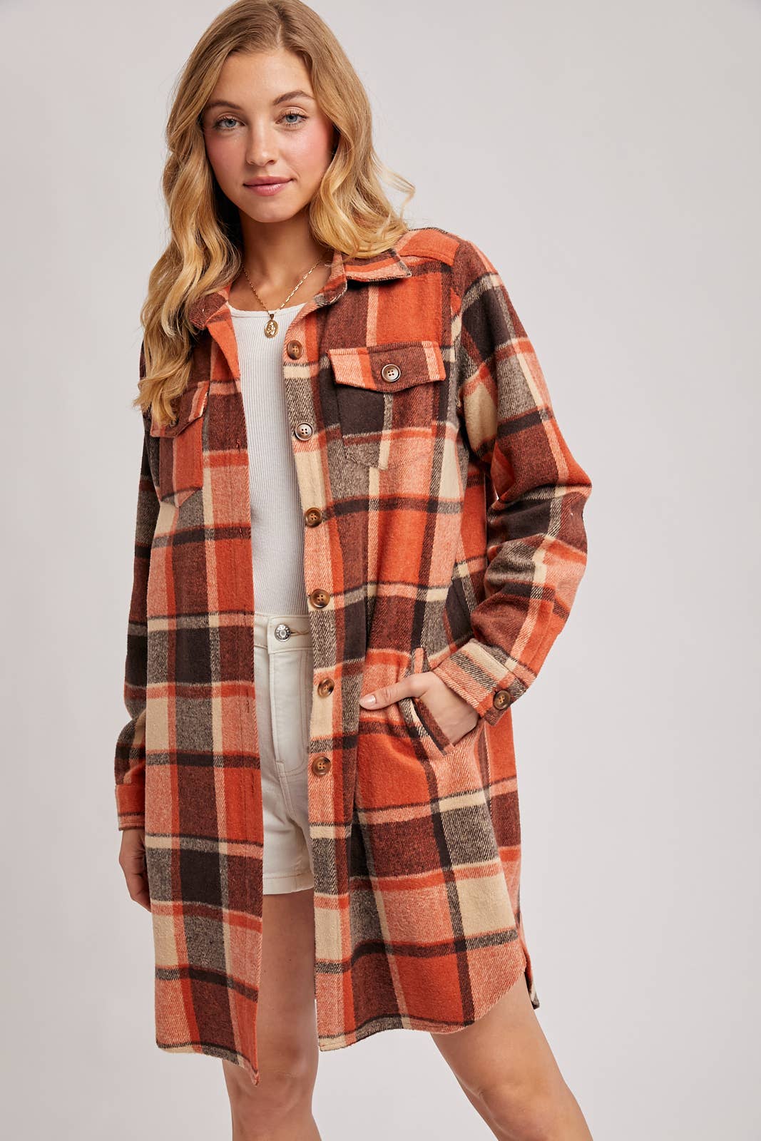 Olena Flannel Longline Shacket